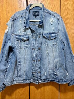 Silver Jeans Light Blue Distressed Denim Jacket